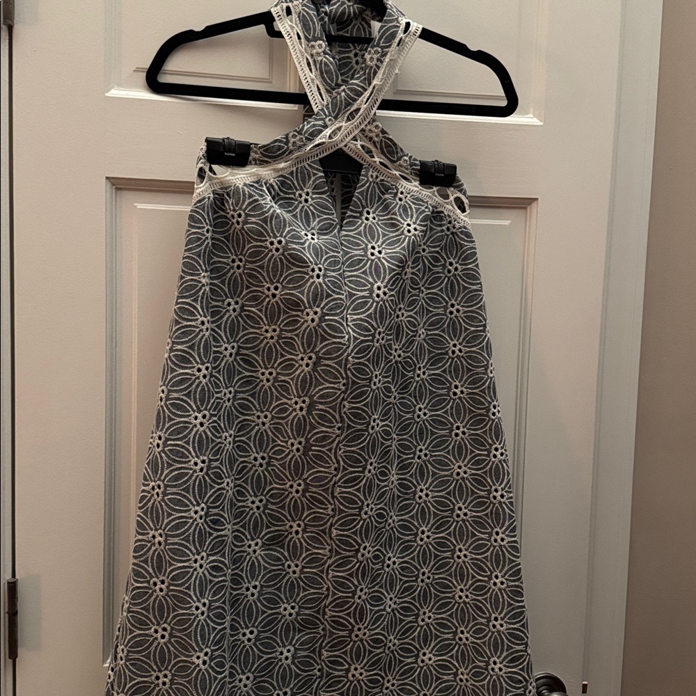 NWT- J.O.A. Elegant Gray and Cream Dress